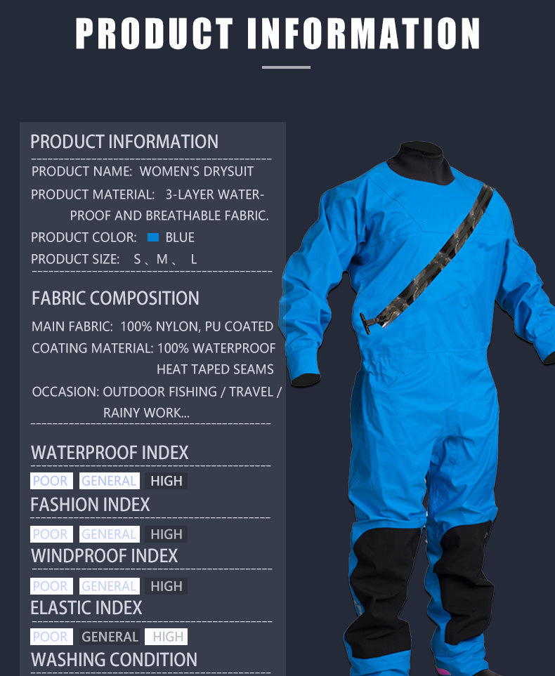 LKVER Men's Kayak Dry Suit Surf 4-layer Waterproof Fabrics